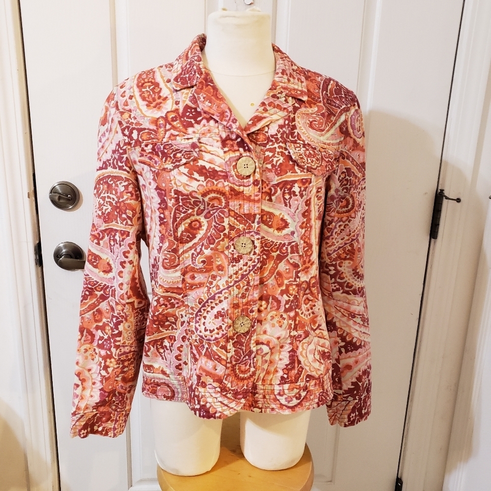 Coldwater Size 12 Paisley Button-Up Women's Top